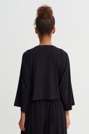 Black Beaded Jersey Cardigan-Y265015058