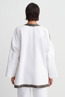 Kırık Beyaz İşlemeli Kenar Detaylı Kimono-Y265015079