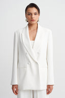Kırık Beyaz Şal Yaka Blazer Ceket-Y265015105