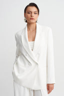 Kırık Beyaz Şal Yaka Blazer Ceket-Y265015105
