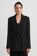 Siyah Şal Yaka Blazer Ceket-Y265015105