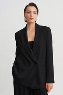 Siyah Şal Yaka Blazer Ceket-Y265015105