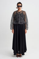 Işıltılı Organze Ceket-Y265015108