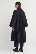 Black Pleated Long Jacket - Y267017011