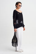 Siyah Pencere Detaylı Sweatshirt-Y261011121