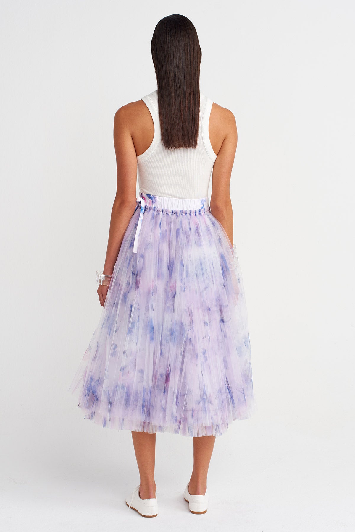 تنورة ميدي من التول بتأثير الألوان المائية - Y262012003