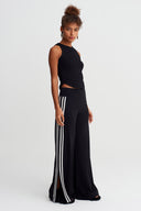 Black Striped Detail Jersey Trousers - Y263013002