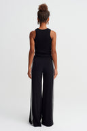 Black Striped Detail Jersey Trousers - Y263013002