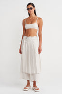 Fog-Colored Front Panelled Linen Trousers - Y263013003