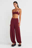 Plum Jersey Balloon Leg Trousers - Y263013004
