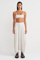 Mist Color Draped Bamboo Harem Pants-Y263013005