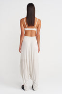 Mist Color Draped Bamboo Harem Pants-Y263013005