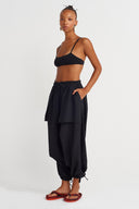 Black Layered Detail Harem Pants -Y263013013