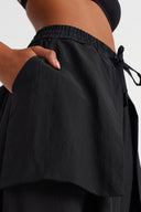 Black Layered Detail Harem Pants -Y263013013