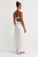 Off-White Wrinkled Textured Loose Fit White Trousers - Y263013015