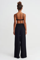 Black High Waist Wide Leg Trousers - Y263013020