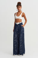 Indigo Lace Wide Leg Trousers - Y263013027