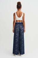 Indigo Lace Wide Leg Trousers - Y263013027