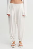 Off-White Loose-Fitting Trousers with Elastic Waistband - Y263013039