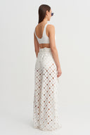 Off-White Textured Wide Leg Trousers - Y263013048