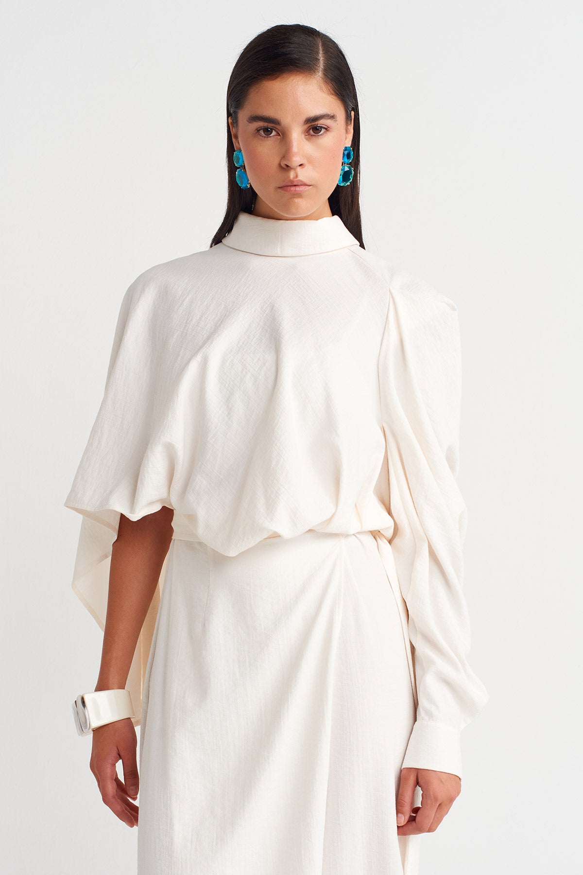 Off-White Asymmetrical Draped Midi Dress - Y264014011