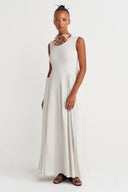 Fog-Colored Poplin Maxi Dress - Y264014015
