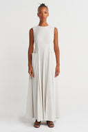 Fog-Colored Poplin Maxi Dress - Y264014015