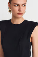 Black Padded Wide Leg Jumpsuit - Y264014020