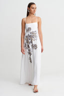 Off-White Embroidered Strappy Long Dress - Y264014041