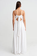 Off-White Embroidered Strappy Long Dress - Y264014041