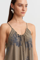 Brown/Grey Patterned Strappy Long Dress - Y264014042