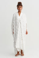 Off-White Textured V-Neck Long Dress - Y264014046