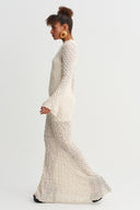 Natural Lace Textured Long Dress - Y264014050