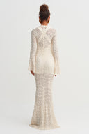 Natural Lace Textured Long Dress - Y264014050