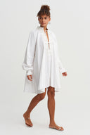 Off-White Embroidered Lace-Up Oversize Mini Dress - Y264014051