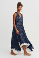 Indigo Asymmetrical Skirt Lace Dress - Y264014063