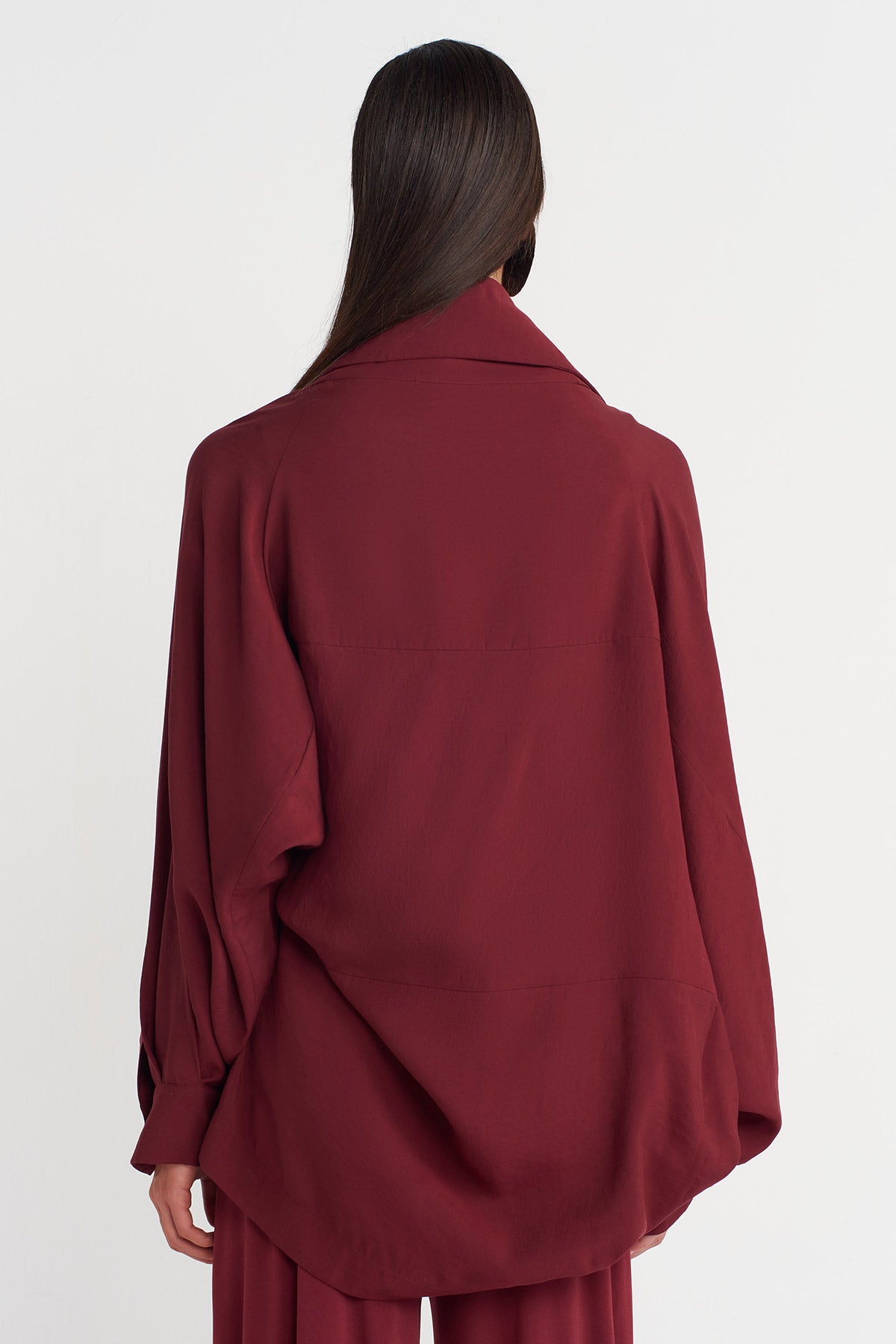 Mürdüm Geniş Yakalı Dökümlü Ceket-Y265015007