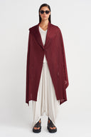 Plum Pleated Shawl Jacket - Y265015008