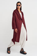 Plum Pleated Shawl Jacket - Y265015008
