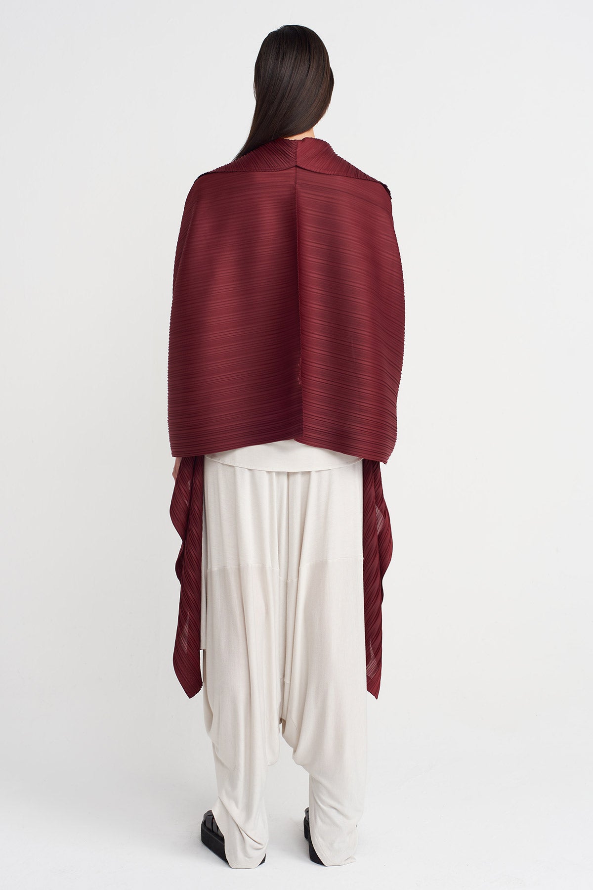 Plum Pleated Shawl Jacket - Y265015008