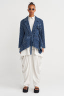 Indigo Eskitme Dokulu Denim Ceket-Y265015012