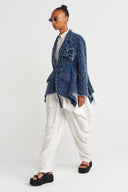 Indigo Eskitme Dokulu Denim Ceket-Y265015012