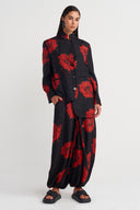 Asymmetrical Floral Pattern Jacket - Y265015014