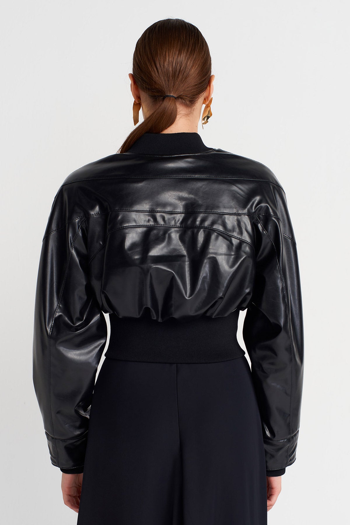 Siyah Kısa Bomber Ceket-Y265015016