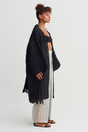 Black Hand-Knitted Long Jacket - Y265015022