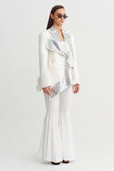 White / Silver Asymmetrical Sequin Detail Jacket - Y265015028