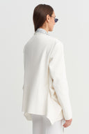 White / Silver Asymmetrical Sequin Detail Jacket - Y265015028