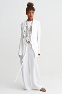 Kırık Beyaz Tona Ton Dokulu Blazer Ceket-Y265015033