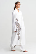 Off-White Embroidered Long Kimono - Y265015034