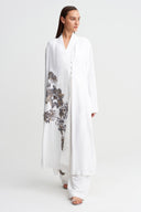 Off-White Embroidered Long Kimono - Y265015034